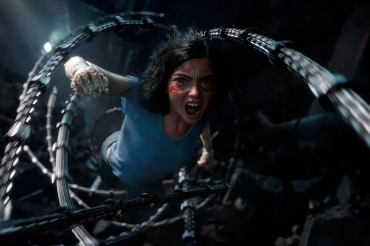Alita, voiced by Rosa Salazar, in a scene from "Alita: Battle Angel."