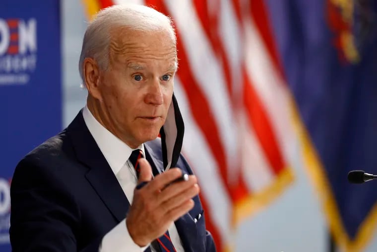 Democratic presidential candidate and former Vice President Joe Biden speaking in Philadelphia earlier this month.