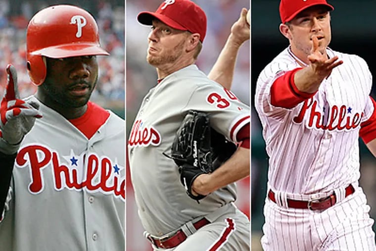 Ryan Howard, Roy Halladay, and Chase Utley have been named to the 2010 all-star team. (Staff File Photos)
