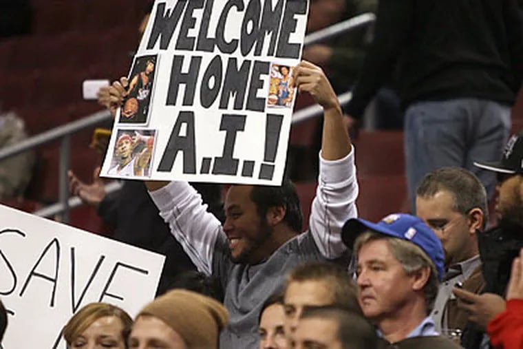 Fans came out to the Wachovia Center early to welcome Allen Iverson back to Philadelphia. (Yong Kim/Staff Photographer)