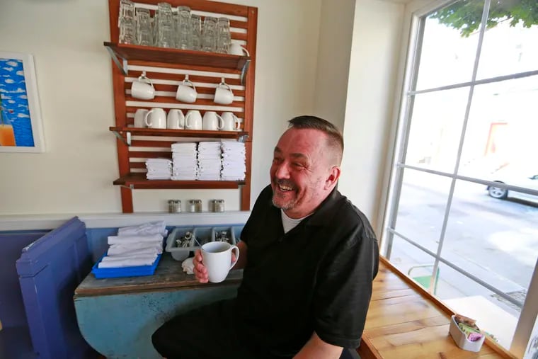 Joncarl Lackman taking his coffee at The Dutch in Pennsport in 2016.