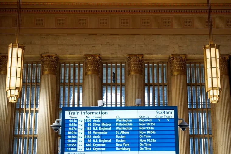 Commuters at 30th Street Station in 2021.