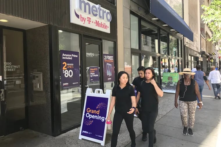 A new Metro store on the 1300 block of Chestnut Street, part of T-Mobile. Sprint and T-Mobile operate hundreds of retail stores throughout Pennsylvania.