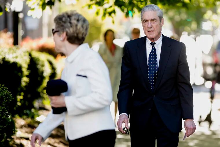 FILE - In this April 21, 2019, file photo, special counsel Robert Mueller and his wife Ann Cabell Standish, left, arrive for Easter services at St. John's Episcopal Church in Washington. Rep. Jerrold Nadler, the chairman of the House Judiciary Committee, says sMueller won’t appear before his panel next week, despite the committee’s hope that Mueller would testify May 15.