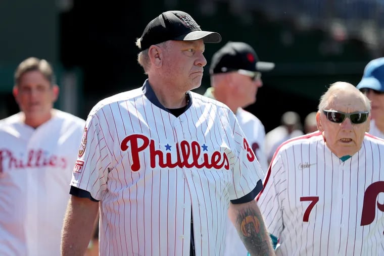 Curt Schilling during a pregame ceremony Aug. 1 honoring the Phillies' 1993 World Series team.