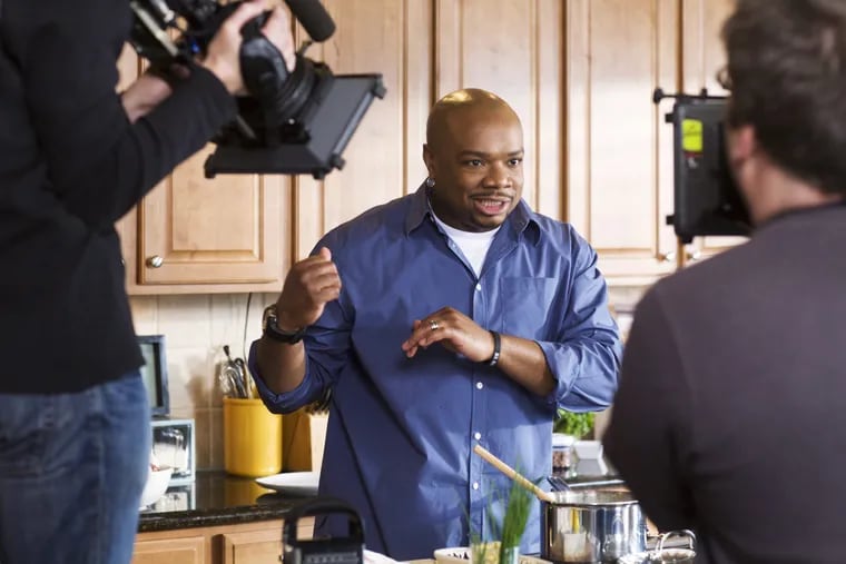 Camden's Aaron McCargo Jr., star of the Food Network show "Big Daddy's House" filming a segment March 5, 2010, for the program in Chester Springs, PA. ED HILLE / Staff Photographer