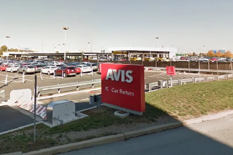 The Avis Rental Car lot at Philadelphia International Airport.