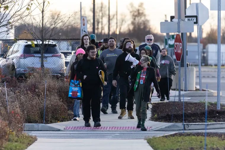 Amazon employees walked off the job on Cyber Monday at a facility in West Deptford. They're demanding better pay, safer working conditions, and recognition by the company of all workers' right to organize.