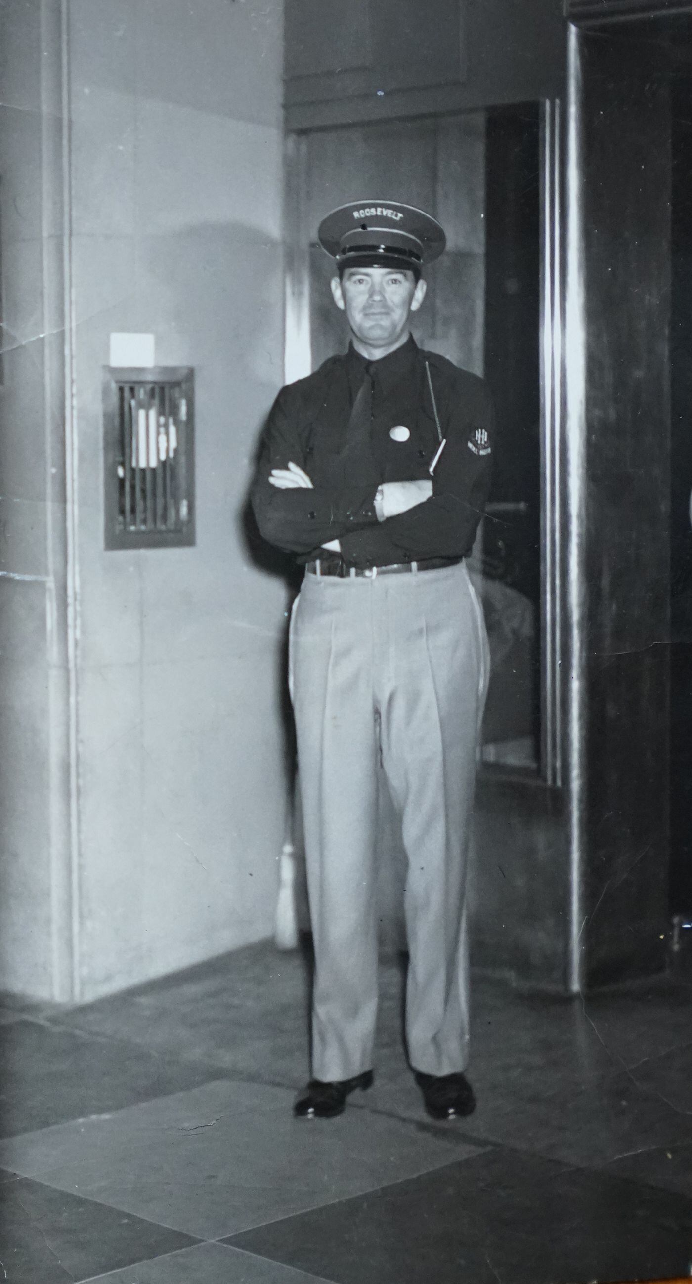 A youthful Richard Brian is seen here at his post at the Hollywood Roosevelt Hotel. He worked there for more than 30 years during the golden age of filmdom.
