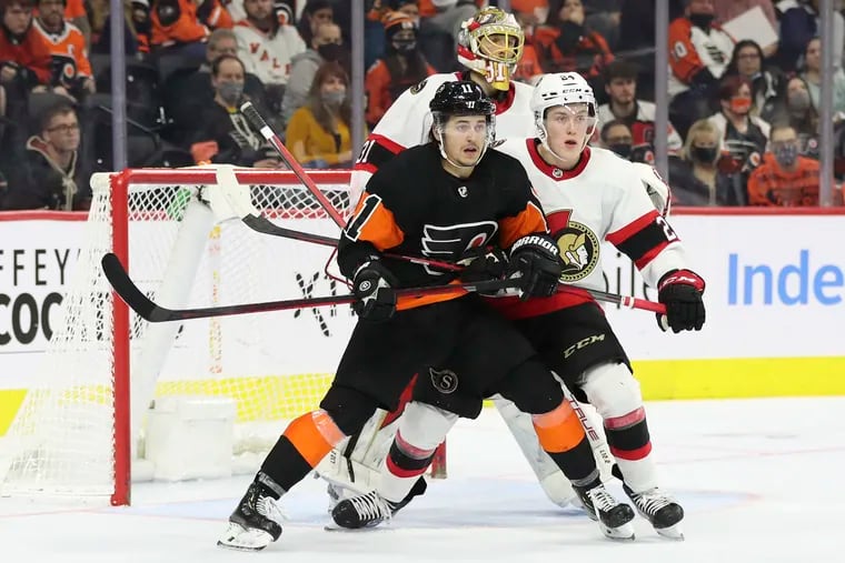 Flyers right wing Travis Konecny entered COVID-19 protocols on Wednesday, becoming one of six players currently on the team's list.