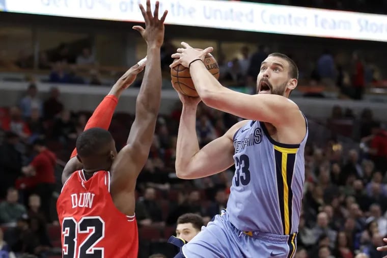 Marc Gasol (right) averages 17.7 points for the Grizzlies.