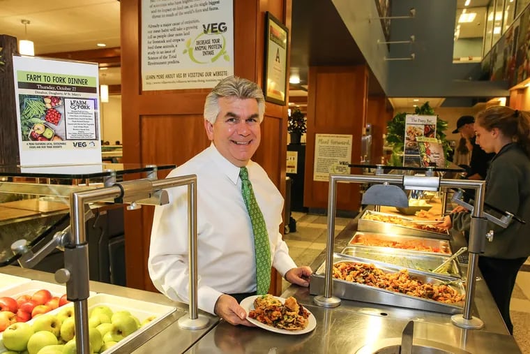 Tim Dietzler, head of dining services at Villanova University, went vegan on a 30-day challenge five years ago and has stuck with it.