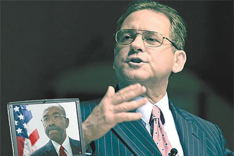 Controller Alan Butkovitz (right) says investigators have questions about computers in the office of ex-Sheriff John Green (on laptop.) (Daily News staff photo illustration)