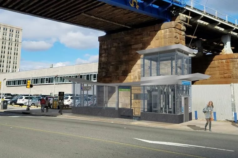 Artist's rendering of the updated headhouse at 31st Street on the Market-Frankford Line.