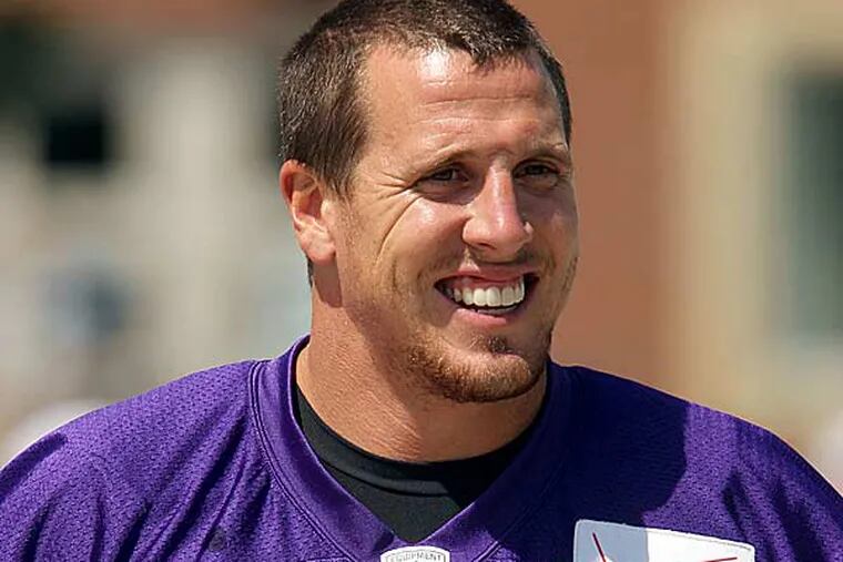 "Hopefully, they're super-duper drunk. So drink liquor, not beer," Chad Greenway said. (Genevieve Ross/AP file)