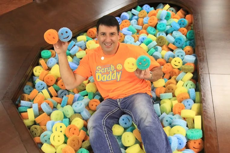 Scrub Daddy creator President and CEO Aaron Krause was on the road to megamillions since landing one of the sharks of ABC's "Shark Tank" as a partner. Krause moved manufacturing back to Delaware County from Germany. (CHARLES FOX/Staff Photographer)