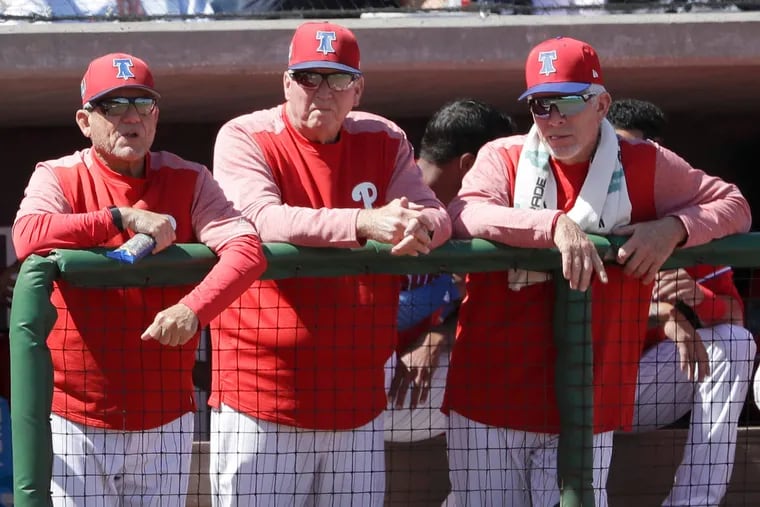 When (from left) Larry Bowa, Charlie Manuel and Mike Schmidt are around, old-school is in session.