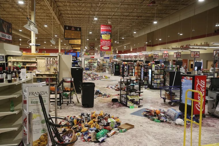 Cleanup began Monday, June 1, 2020, at ShopRite in Philadelphia’s Parkside section following a Sunday night of break-ins.