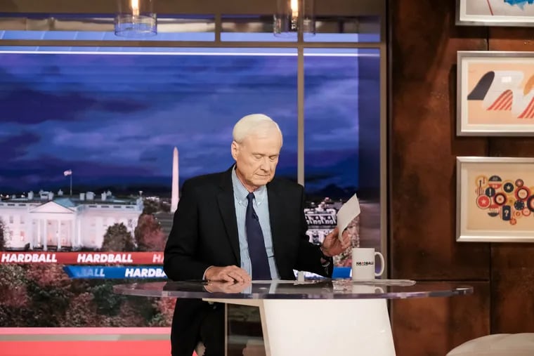 MSNBC anchor Chris Matthews reviews notes before an episode of 'Hardball' in November 2019.