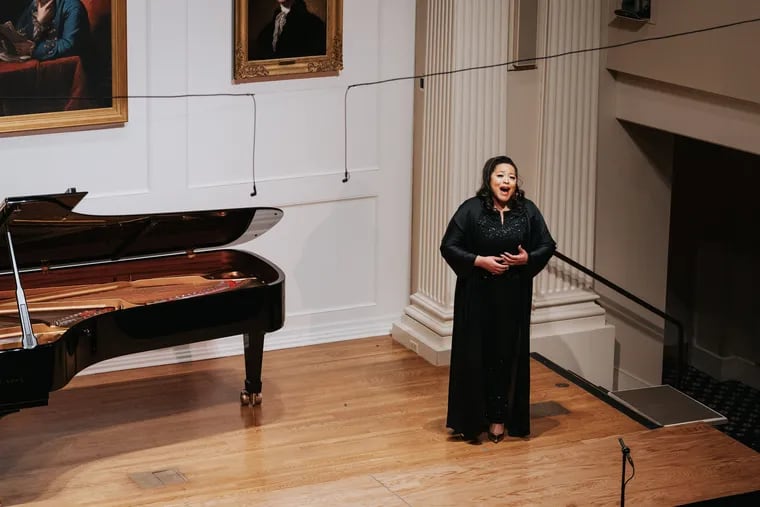 Michelle Bradley performs her livestreamed Philadelphia Chamber Music Society recital Sunday at the American Philosophical Society.