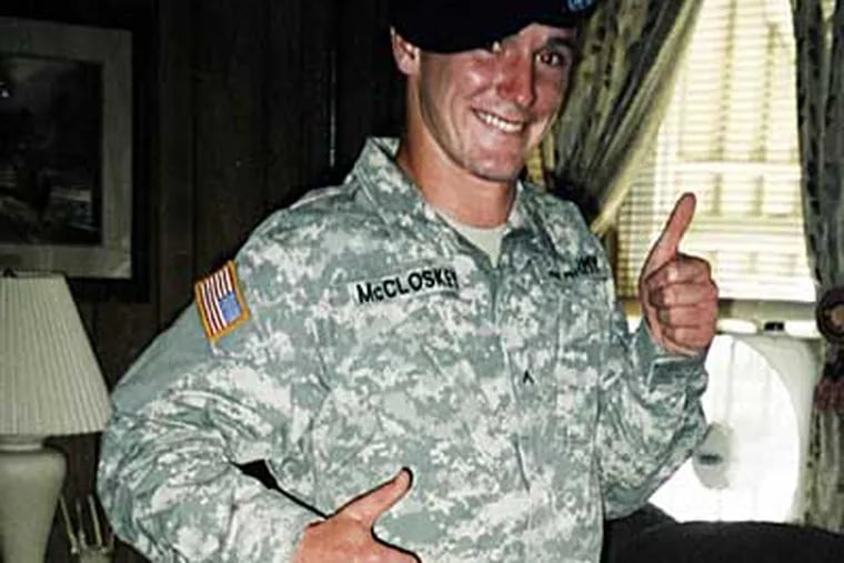 Spc. Kevin McCloskey was severely injured in Afghanistan. McCloskey, famous in his hometown of Mayfair for being "a frisky kid," lost both of his legs.