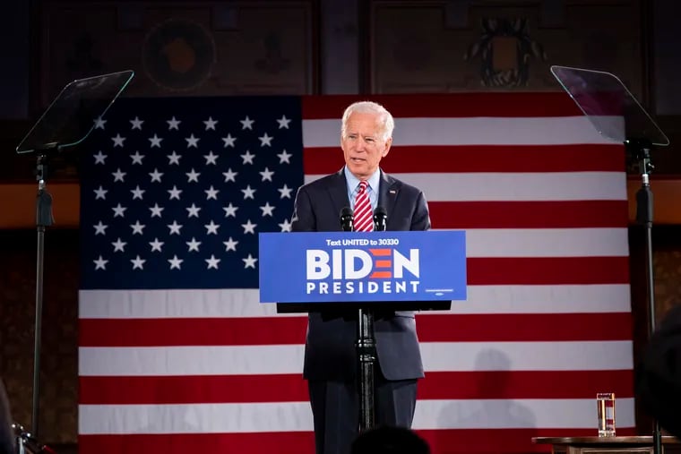 Democratic Presidential candidate Joe Biden speaks to the community in his hometown of Scranton, Pa., for the 2020 Presidential campaign at the Scranton Cultural Center on Wednesday, Oct. 23, 2019. "I'm running to rebuild the backbone of this country," Biden said. "Hard working middle class built America."