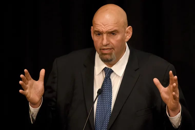 Lt. Gov. John Fetterman during a Democratic Senate debate in April. Fetterman suffered a stroke four days before the primary in which he won the nomination.