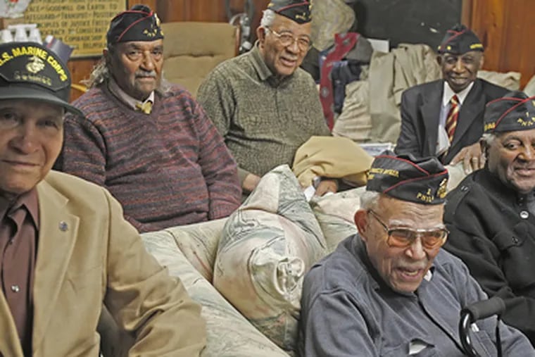 Six of the Montford Point Marines who served in World War II: (from left, clockwise) Max Daniels, 94; Alfred Brown, 87; Gilmon Brooks, 86; Joseph Ginyard, 87; Phillip Herout, 84; and John Clouser, 90. (Akira Suwa / Staff Photographer)