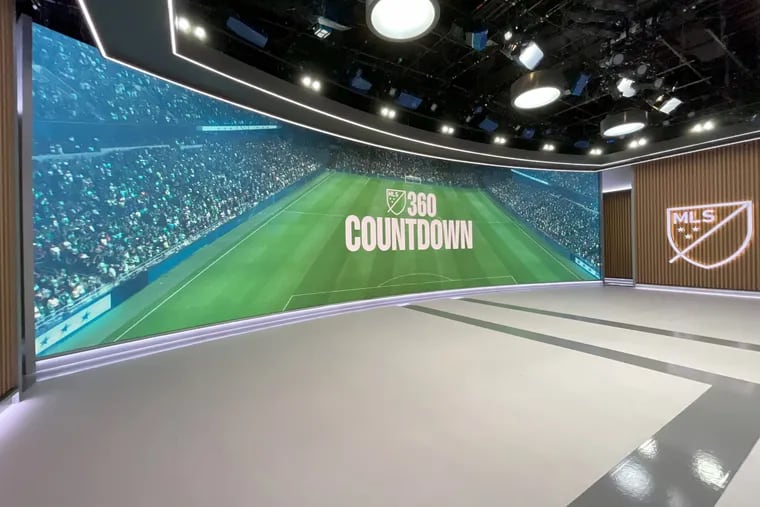 This 935-square-foot LED video screen is the centerpiece of Apple and Major League Soccer's MLS 360 studio show set in New York.