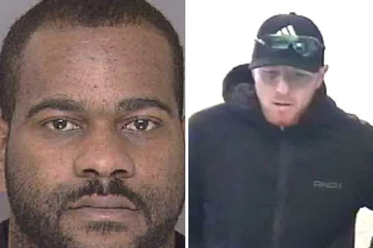 Investigators are looking for Rashon Mitchell (left) in a series of four Philadelphia-area bank heists and trying to identify the suspect (right) involved in two other heists. (Photos courtesy of FBI)