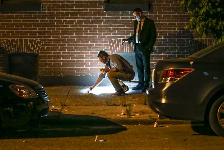 Police on the 2000 block of North 19th Street near Diamond Street where three young teens were shot and critically wounded. More than 20 shots were fired. Monday, June 6, 2022