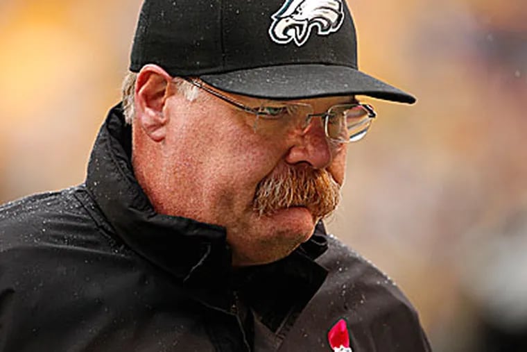 Eagles head coach Andy Reid walks off the field after a loss to the Steelers. (Ron Cortes/Staff Photographer)