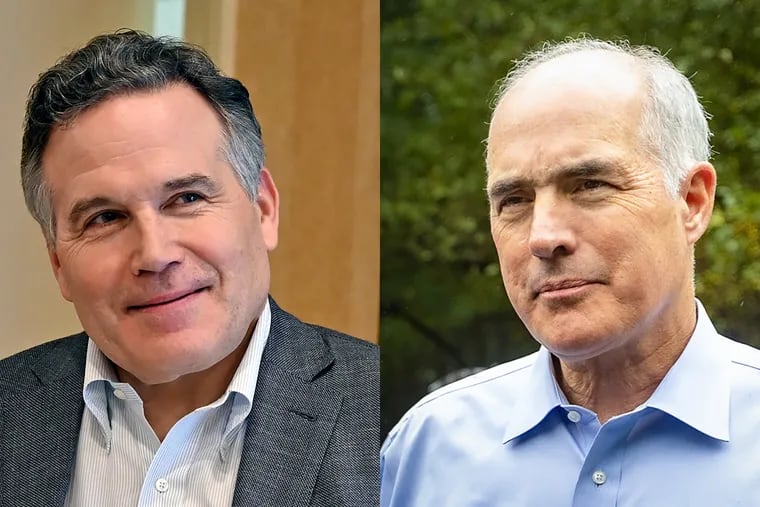 Republican U.S. Senate candidate Dave McCormick (left) and Senator Bob Casey Jr. (right)