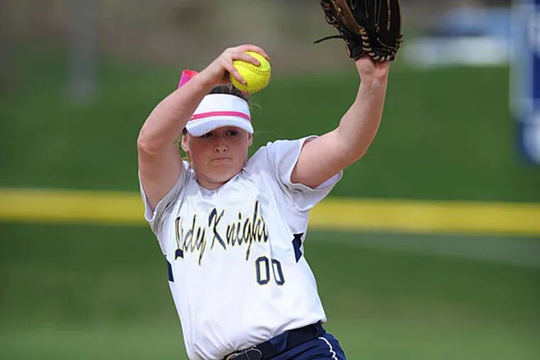 Caela Abadie was the winning pitcher for Rustin. She also homered. (Bradley C. Bower/For The Inquirer
