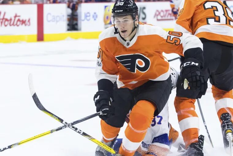 Defenseman Samuel Morin is one of five rookies on the Flyers’ roster.