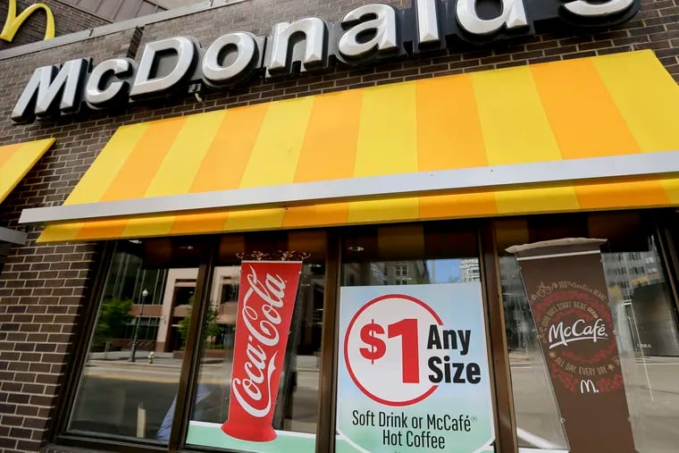 New menu items, less expensive drinks, and new technology helped drive up McDonald's first-quarter earnings. Profits rose 8 percent, to $1.21 billion. Same-store U.S. sales were up 1.7 percent. The stock gained 5.6 percent, or $7.47, to $141.70.