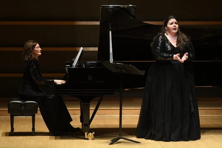 Soprano Angela Meade and pianist Danielle Orlando Sunday afternoon at the Kimmel’s Perelman Theater.