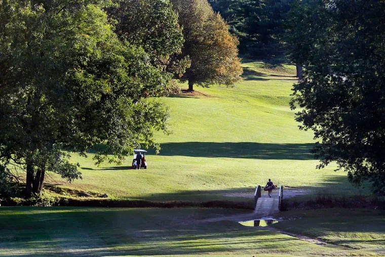 Golfers on the fourth hole at the John F. Byrne Golf Course in Northeast Philadelphia.