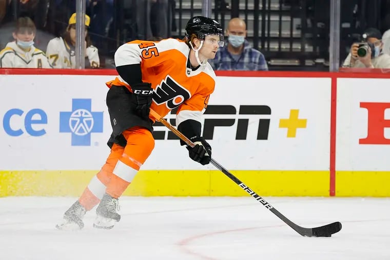 Flyers defenseman Cam York averaged 22 minutes and 13 seconds of ice time through his first three games this season with the team.