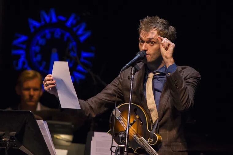 Chris Thile during a broadcast of "A Prairie Home Companion" from the Fitzgerald Theater in St. Paul, Minn.
