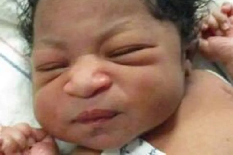Photo of newborn girl abandoned Tuesday on the porch of a house in Upper Darby.