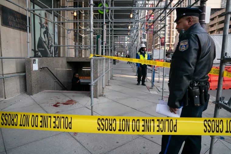Police investigate a deadly stabbing that took place in a Broad Street Line subway concourse. The victim collapsed outside the entrance at Broad and Spruce Streets.