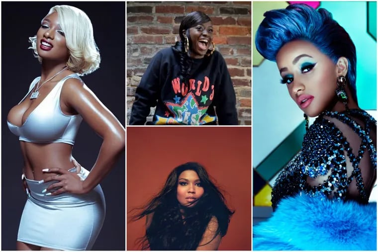 Clockwise from left: Megan Thee Stallion, Tierra Whack, Cardi B, Lizzo.