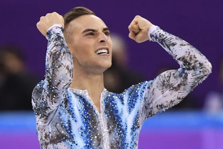 Adam Rippon of the United States reacting after his performance in the men’s single free skating Monday.