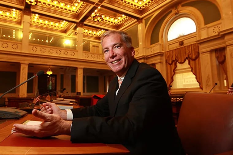 State Rep. Ed Neilson, sitting at his former desk inside Philadelphia City Council's chambers in 2014.