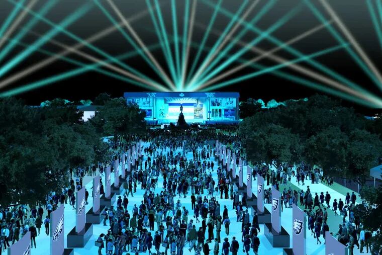 Night rendering] from the NFL of the NFL Draft Experience on the Parkway from April 27-29.