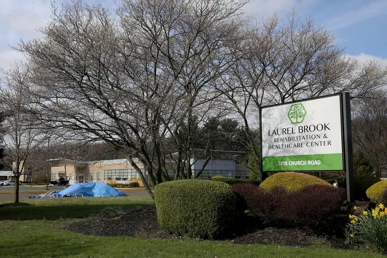 Laurel Brook Rehabilitation and Healthcare is pictured in Mount Laurel, N.J., on March 24. Three residents and two employees of the nursing home have tested positive for the coronavirus.