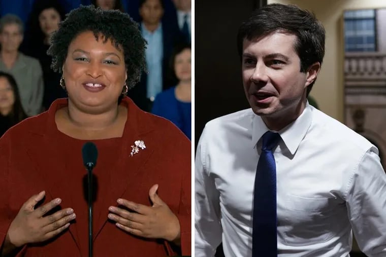 Stacey Abrams, left, and Peter Buttigieg.