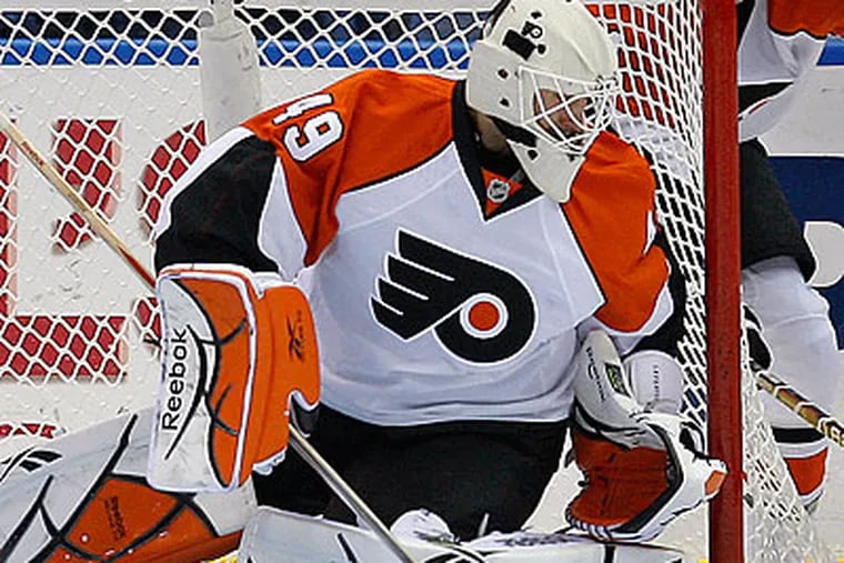 "Leights has played very well," Flyers coach Peter Laviolette said of Michael Leighton. (Kathy Willens/AP)