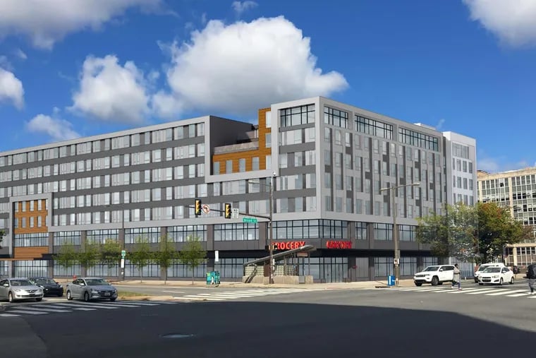 Artist's rendering of apartment building planned by Alterra Property Group at the northwest corner of Broad and Spring Garden Streets.